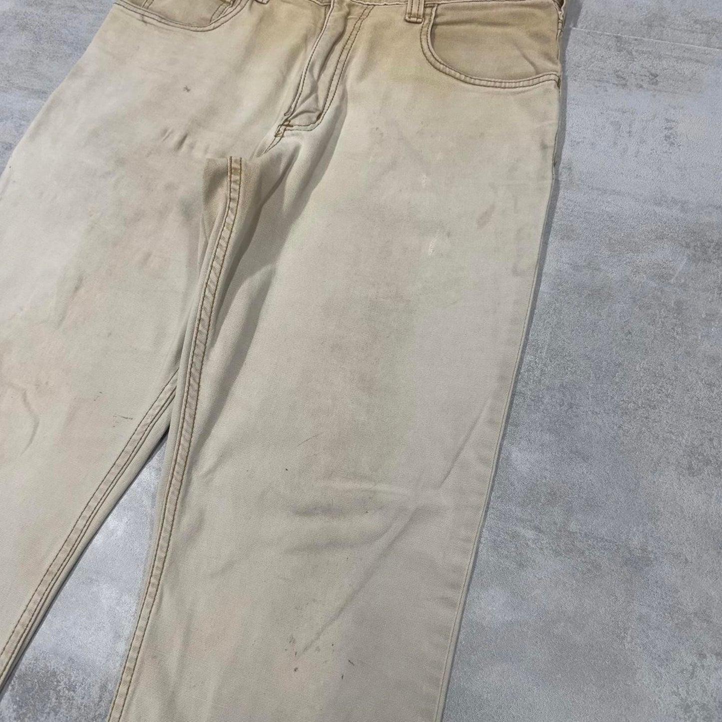 Mens Carhartt carpenter pants W33 L31 tan relaxed 90s style cargos