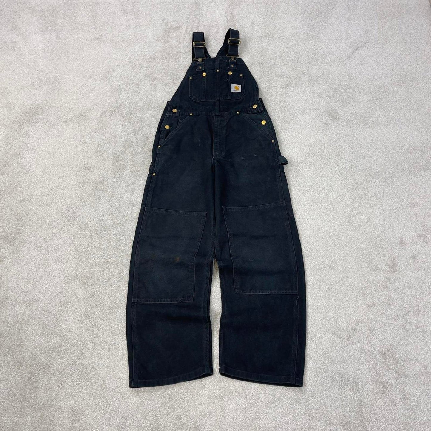 Black Carhartt dungarees W28L28 mens canvas overalls utility worker