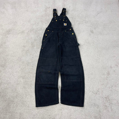 Black Carhartt dungarees W28L28 mens canvas overalls utility worker