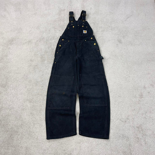 Black Carhartt dungarees W28L28 mens canvas overalls utility worker