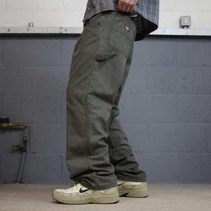 Wrangler carpenter jeans y2k green W34L30 Loose straight leg skater style workwear utility pants