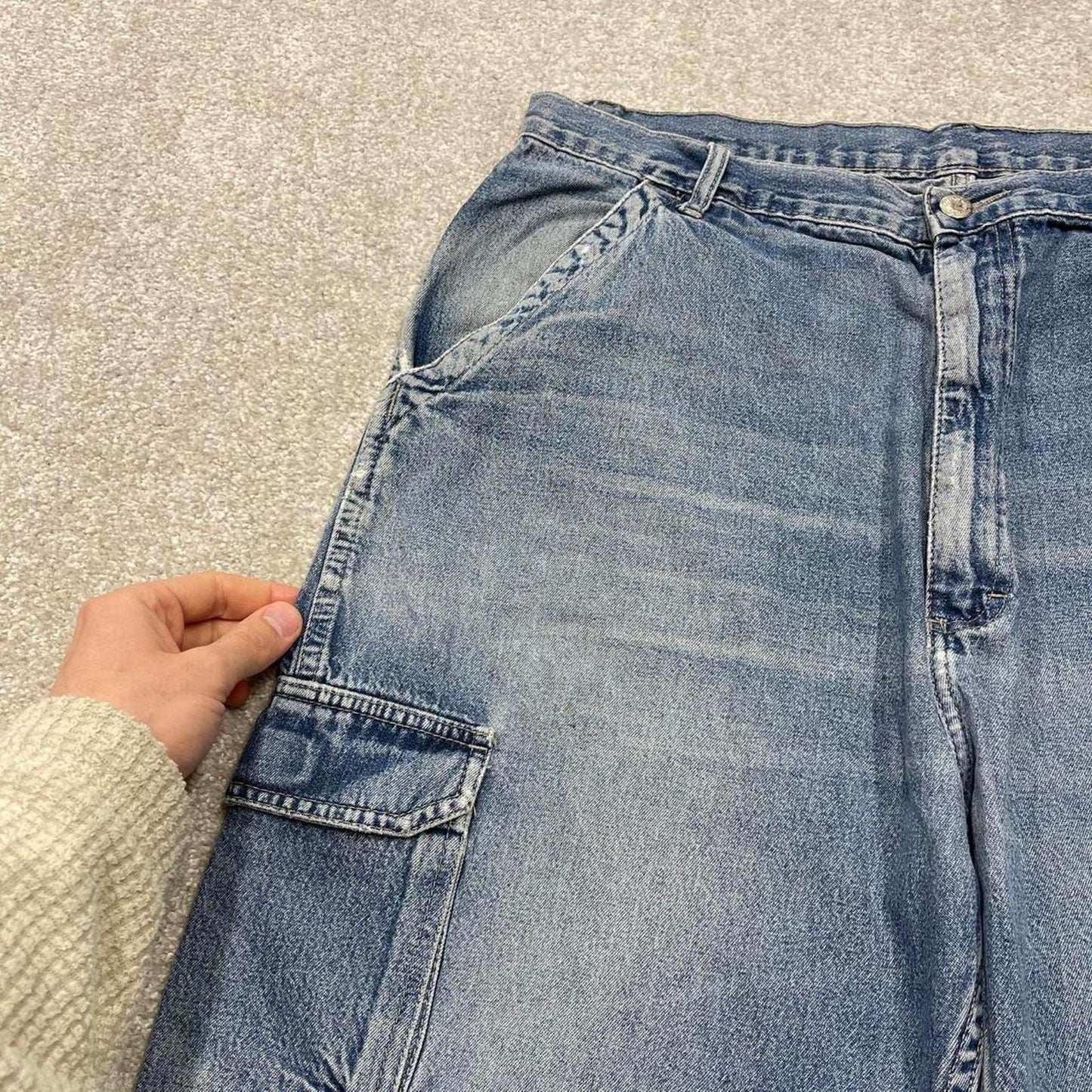 Y2k baggy Wrangler denim cargo shorts loose fit blue Wide leg summer holiday festival jorts