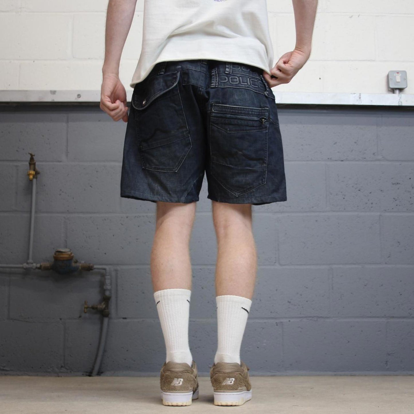 Blue Police cargo jorts W36