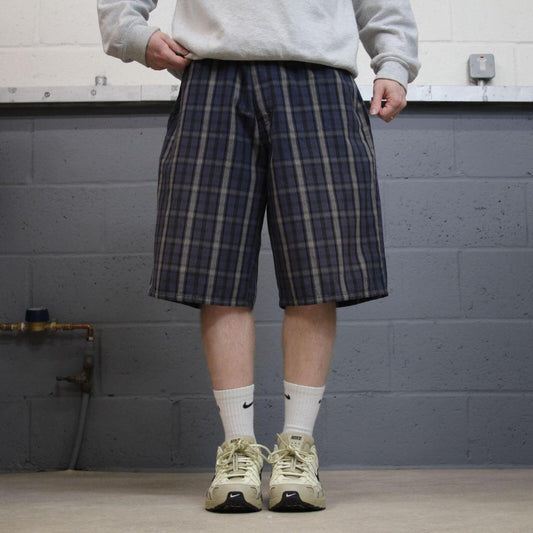 Baggy checkered Dickies carpenter shorts navy Twill chino skater style shorts loose long leg