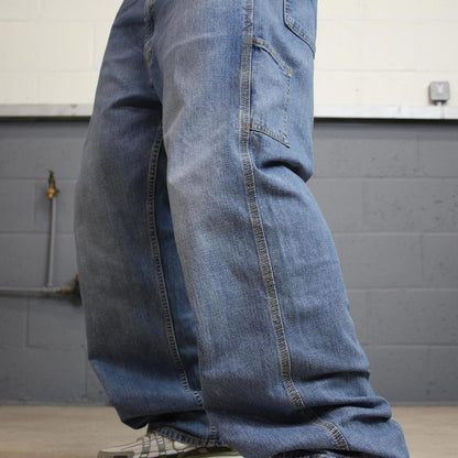 Blue baggy Levis carpenter jeans W38L31 loose skater thick denim 90s style cargos red tab logo