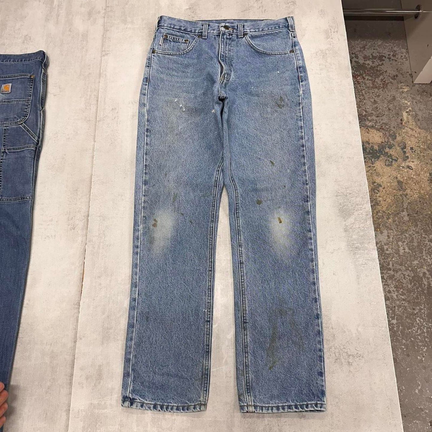 Mens vintage Carhartt jeans W32 L32 Blue Carhartt 5 pocket jeans patch logo