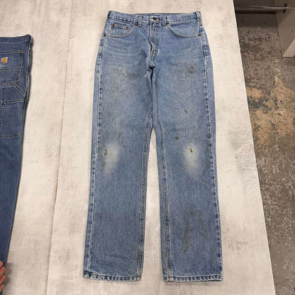 Mens vintage Carhartt jeans W32 L32 Blue Carhartt 5 pocket jeans patch logo