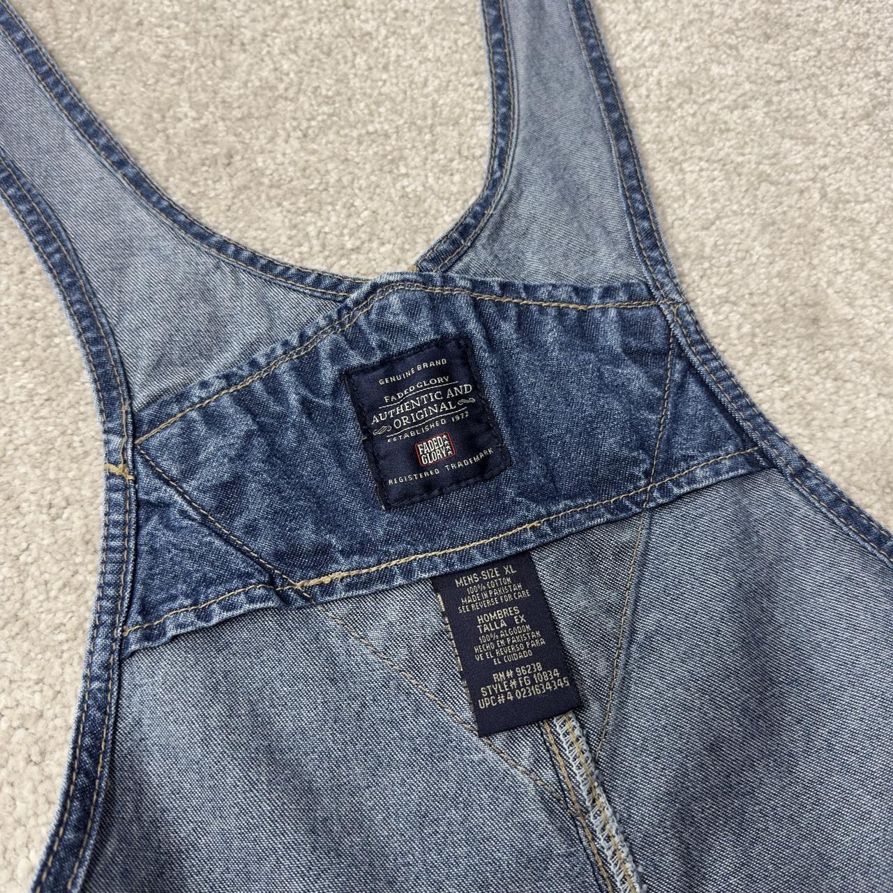 Denim baggy dungarees wide leg y2k blue Faded Glory workwear bib & brace overalls utility