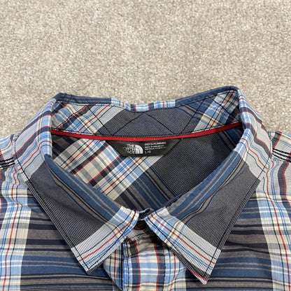 North Face checkered short sleeve shirt grey navy TNF Festival style surf check shirt