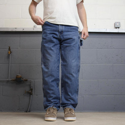 Blue Wrangler carpenter jeans W30L32 loose cargo skater style jeans