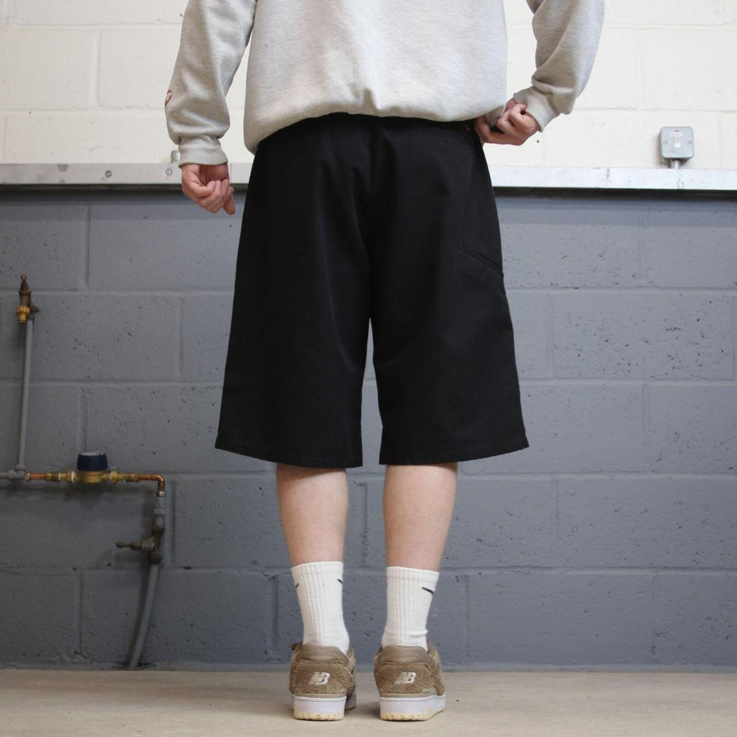 Baggy Dickies carpenter shorts loose fit black Twill chino skater style shorts wide long leg