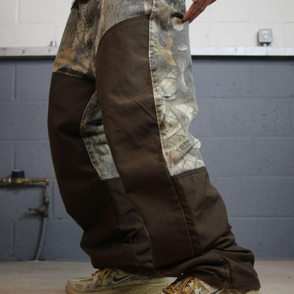 Wrangler Realtree camo jeans W38L32 khaki brown straight fit Hardwoods camouflage double knee pants