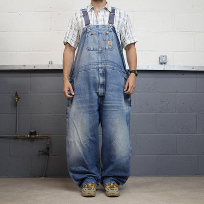 Carhartt dungarees baggy denim overalls blue Bib & brace utility workwear farmer