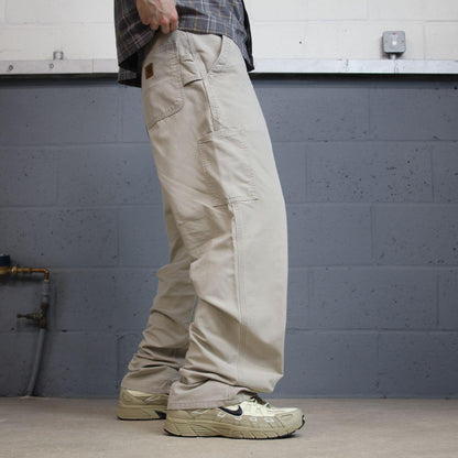Vintage Carhartt carpenter pants y2k loose fit beige Loose leg 100% cotton skater style workwear