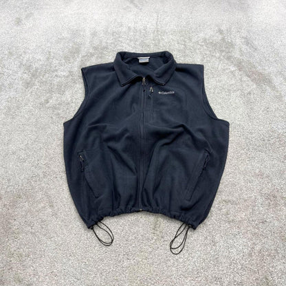 Columbia technical fleece gilet XXL men’s black full zip up autumn tech adjustable waist