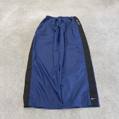 Y2K Nike baggy tracksuit bottoms wide leg navy Wide leg full popper leg swoosh logo track pants
