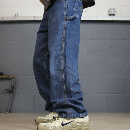 Vintage Lee carpenter jeans loose leg y2k blue Loose straight leg skater utility workwear cargo