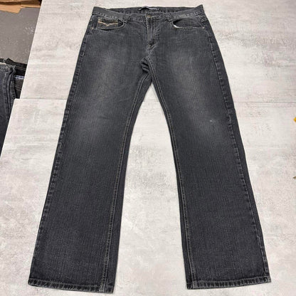 Navy Modern Culture W38 L32 loose hip hop embroidered jeans pocket flaps