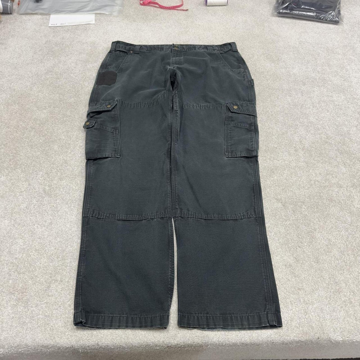 Carhartt carpenter jeans loose leg faded black Loose relaxed canvasy skate style cargo work pants