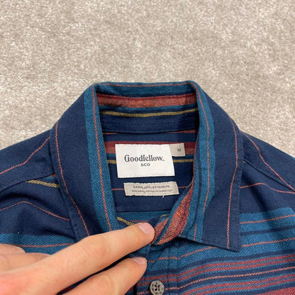 Striped flannel shirt autumnal M navy Goodfellow men's long sleeve button up y2k style