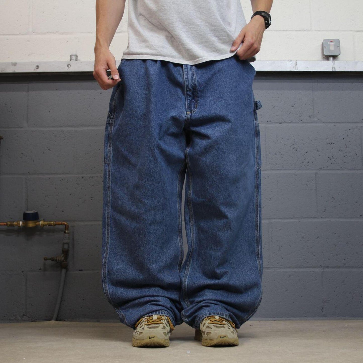Carhartt baggy cargo jeans wide leg blue Loose fit denim skate style carpenter work pants