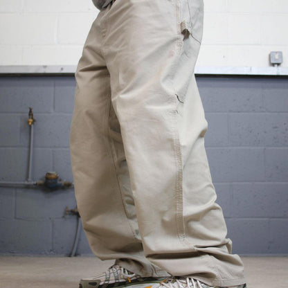 Baggy Carhartt carpenter pants W38L30 90s style skater canvasy loose wide leg beige cargos
