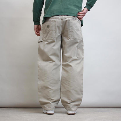 Baggy Lee carpenter pants W38L30 Loose wide leg cargo pants 90s style beige