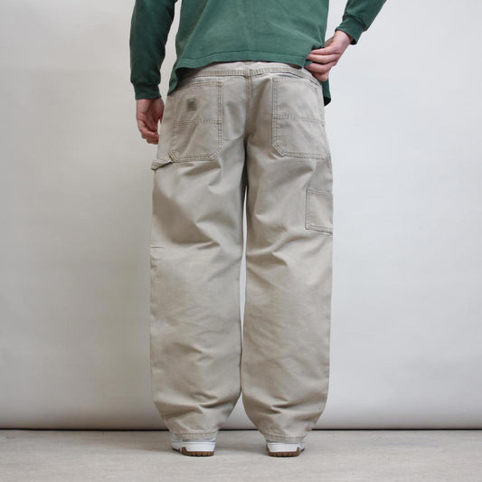 Baggy Lee carpenter pants W38L30 Loose wide leg cargo pants 90s style beige