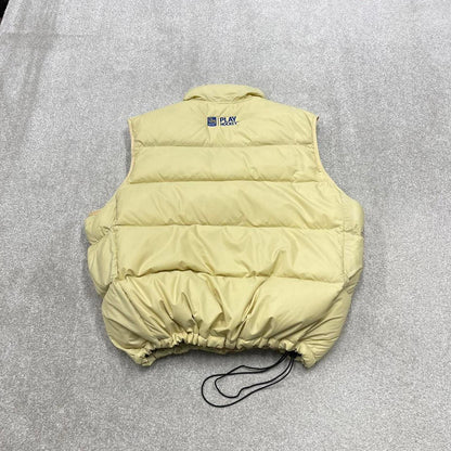 Y2K Nike technical puffer gilet cream Thick padded adjustable body warmer autumn hockey