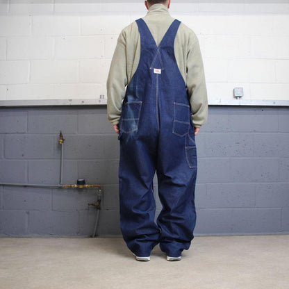 Vintage y2k baggy denim Dungarees loose leg blue Round House workwear bib & brace overalls utility