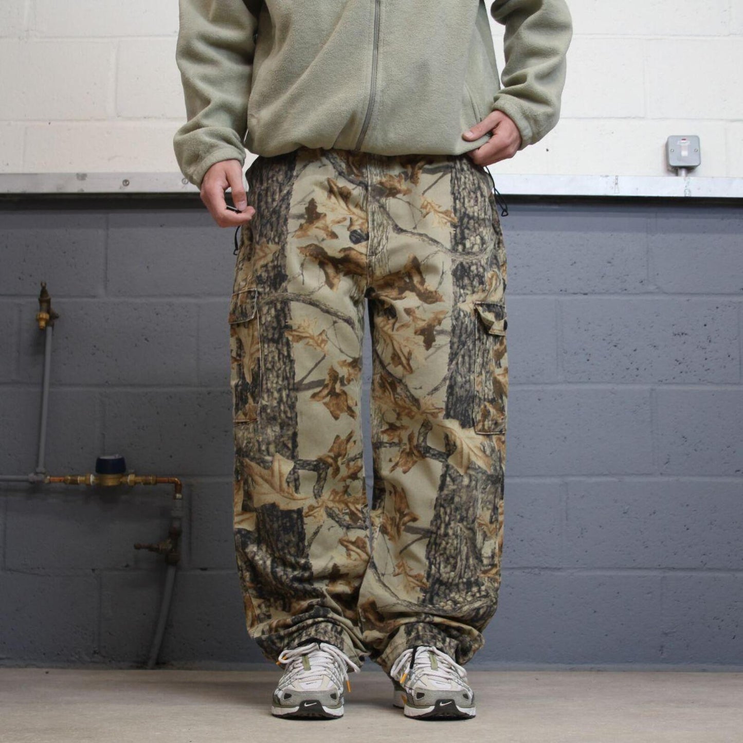 Y2K baggy camo cargo pants khaki XL Loose floaty Commander hunting camouflage trousers