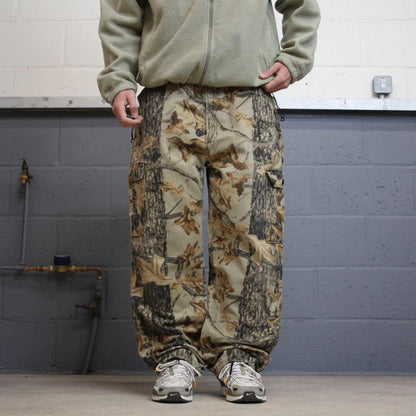Y2K baggy camo cargo pants khaki XL Loose floaty Commander hunting camouflage trousers