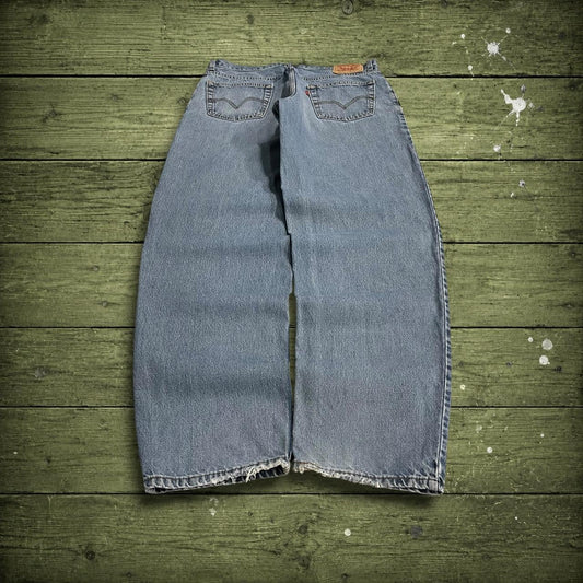 Levi's 560 baggy jeans y2k blue Wide leg comfort fit denim pants red tab logo