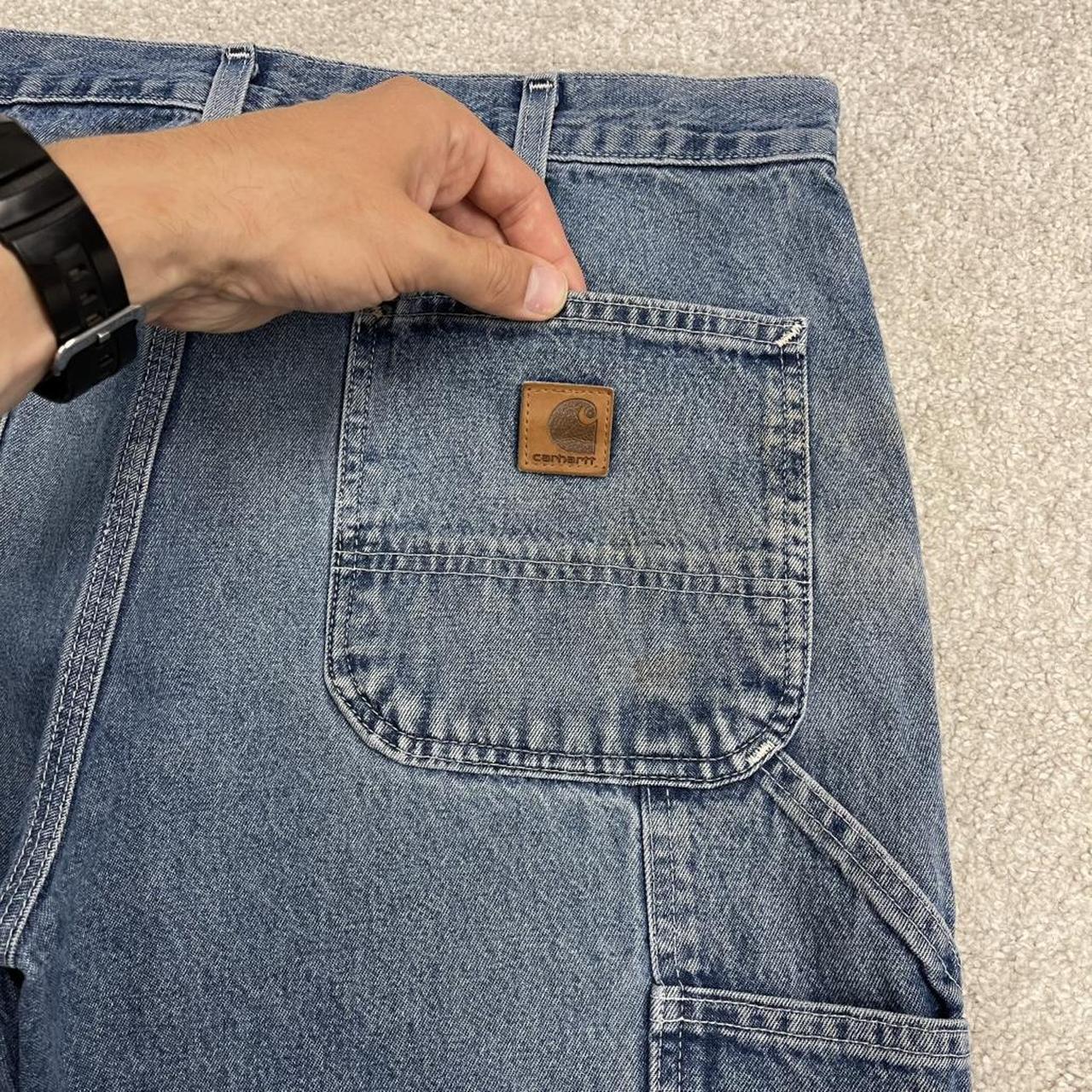 Carhartt carpenter denim shorts y2k faded blue Skater / surf style work jorts