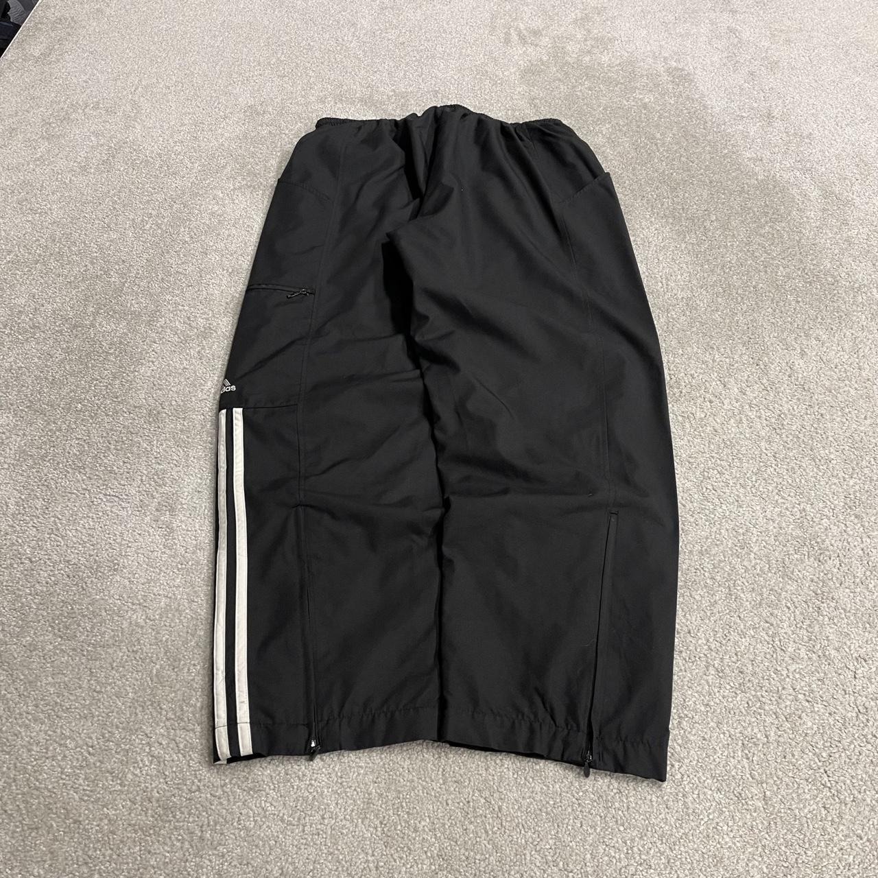 Baggy Y2K Adidas tracksuit bottoms black Embroidered side stripe track pants