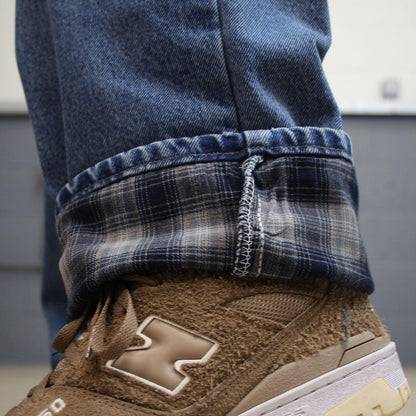 Carhartt jeans blue flannel lined 90s skater style W38L32 relaxed denim 5 pocket pants