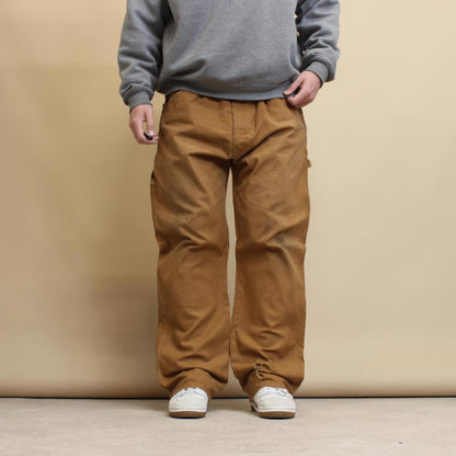 Tan Dickies carpenter jeans W42L32 loose canvas 90s style skater cargo pants