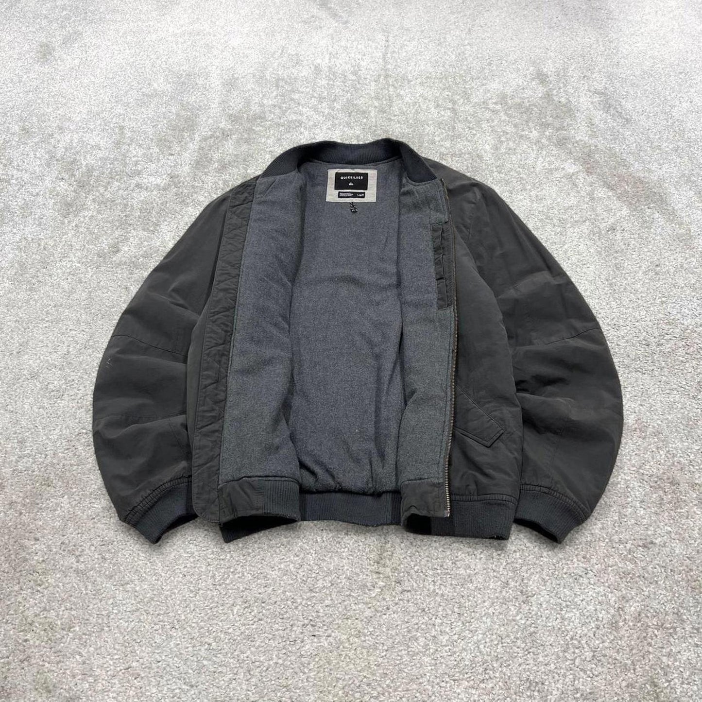 Y2K Quiksilver technical bomber jacket grey Fleece lined windbreaker bomber coat