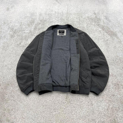 Y2K Quiksilver technical bomber jacket grey Fleece lined windbreaker bomber coat