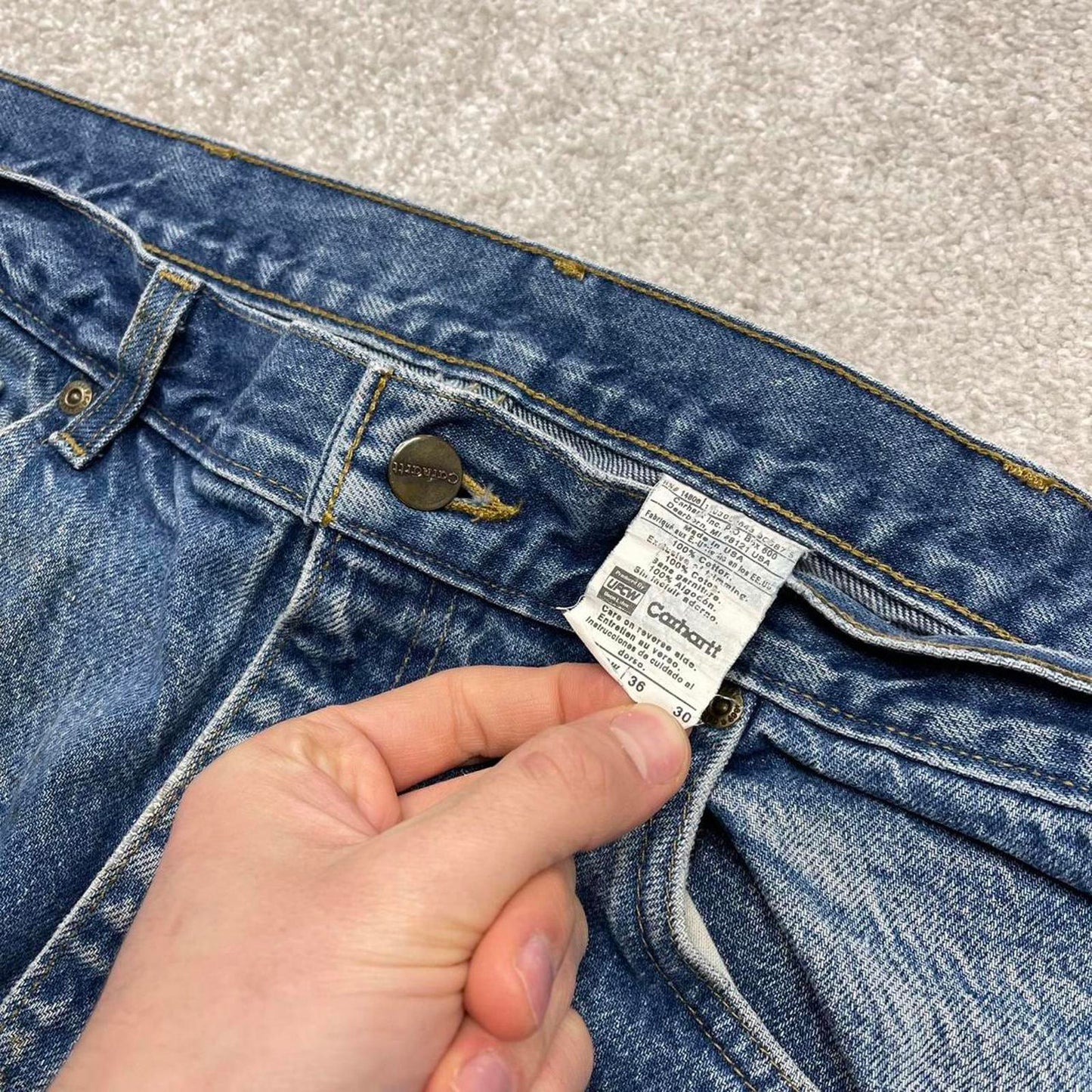 Y2K vintage Carhartt denim jeans blue Loose relaxed fit skate style workwear pants