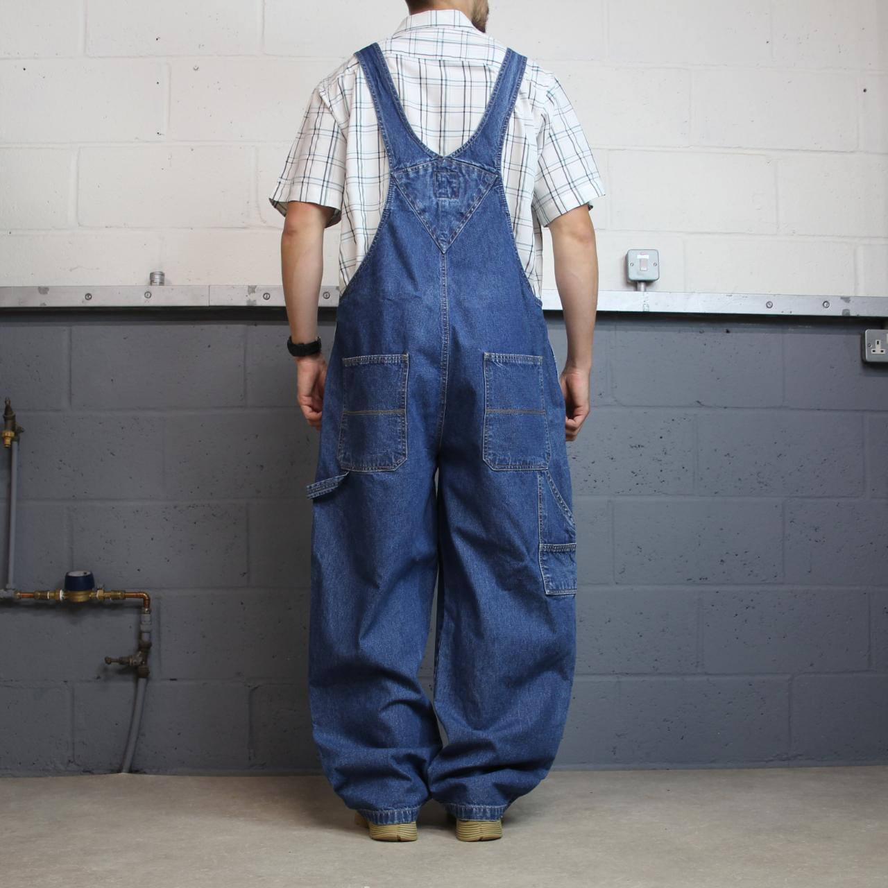 Denim baggy dungarees wide leg y2k blue Faded Glory workwear bib & brace overalls utility