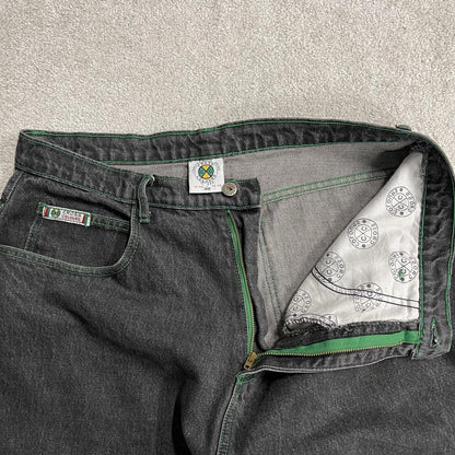 Cross Colours extra baggy jeans W36L34 black tapered barrel fit legs YA DIG vintage Hip Hop pants