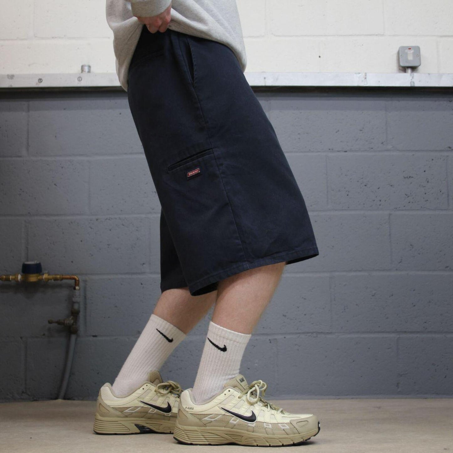 Baggy Dickies carpenter shorts long leg navy Twill chino skater style shorts loose long leg