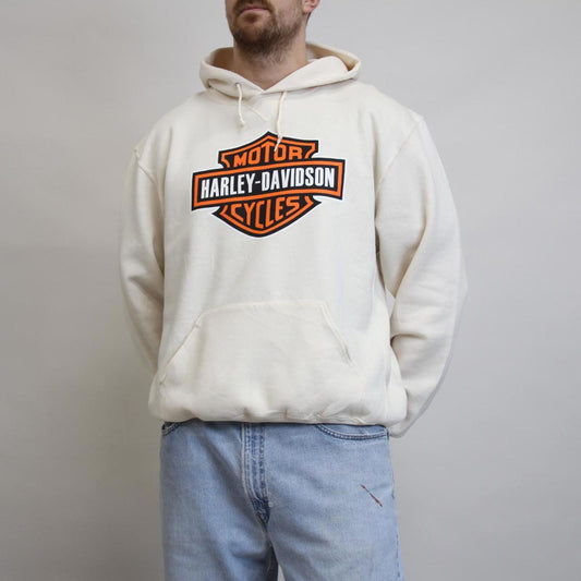 Cream Russel Athletic Harley Davidson hoodie XL