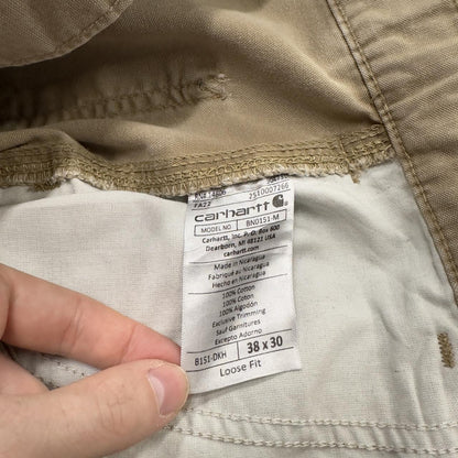 Tan baggy vintage Carhartt carpenter pants y2k Loose leg 2000s skater style workwear