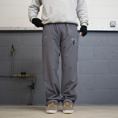 00s Under Armour tracksuit bottoms y2k M loose grey joggers embroidered logos gym wear trackies