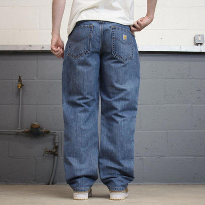 00s Carhartt jeans casual workwear W35L32 skater style loose blue denim 5 pocket pants streetwear