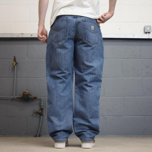 00s Carhartt jeans casual workwear W35L32 skater style loose blue denim 5 pocket pants streetwear
