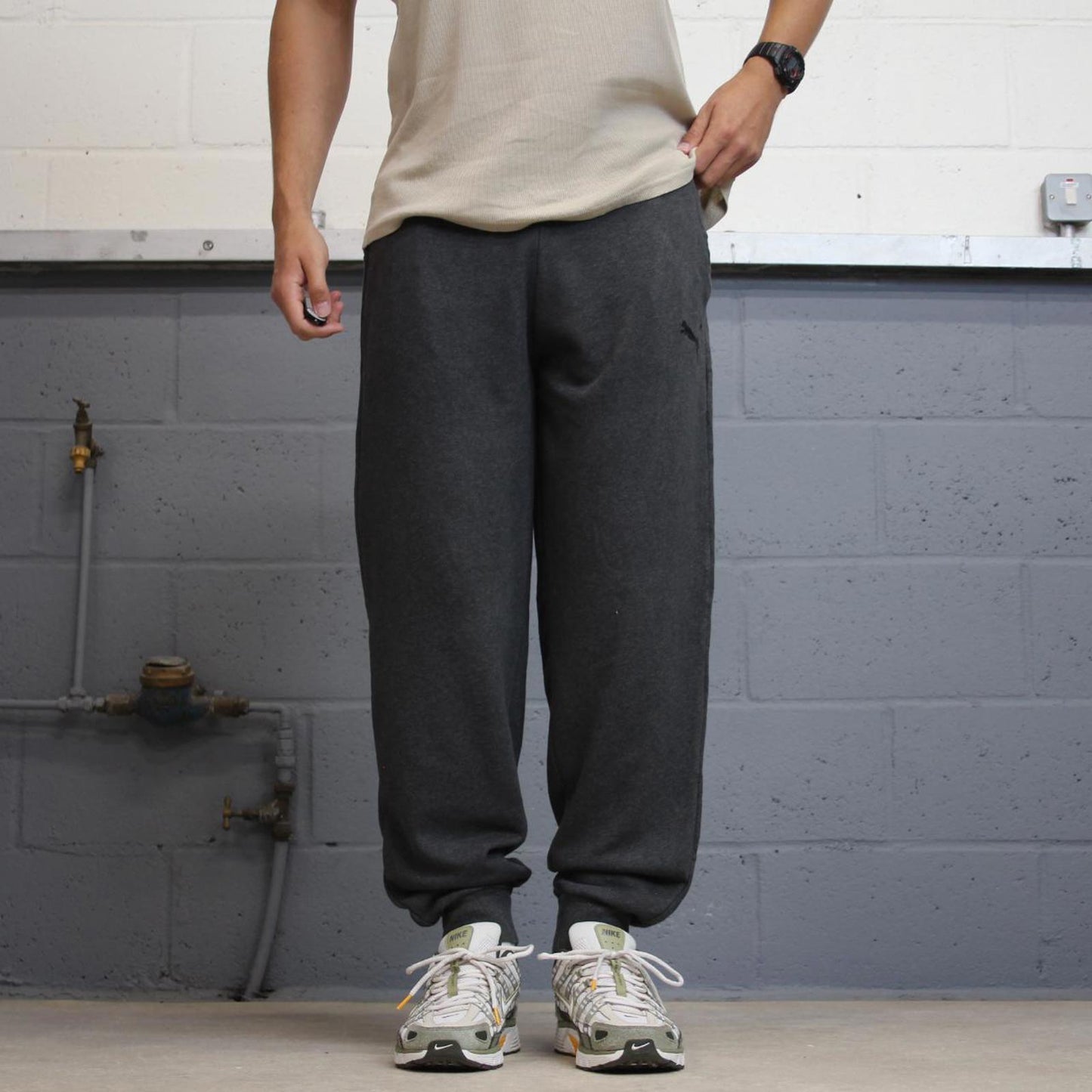 Baggy grey Puma joggers XL y2k style sportswear track pants loose fit