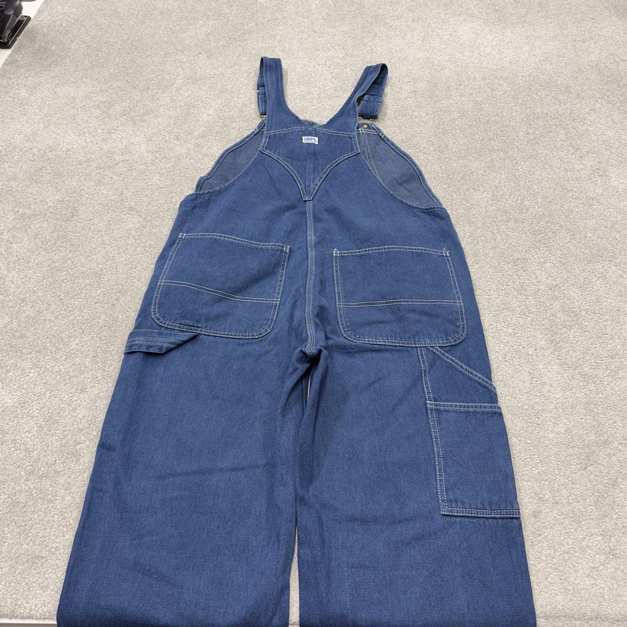 Vintage liberty dungarees 00s denim overalls blue loose leg festival skater wear